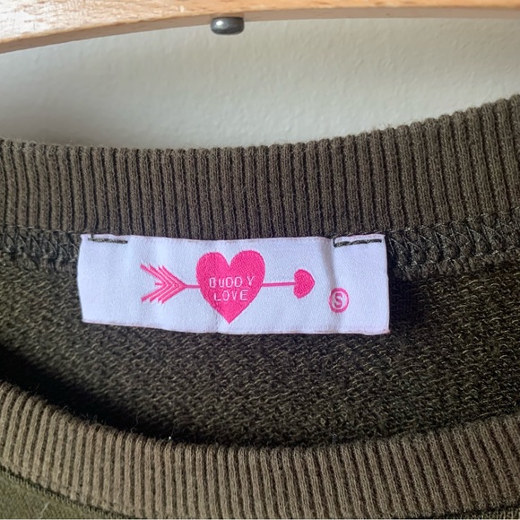 Buddy Love dark olive green distressed crewneck sweatshirt - Picture 3 of 6